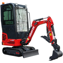 HUAYEE HY14F | Mini Excavator with Pilot Controls & Cab | 13.5 hp B&S Engine