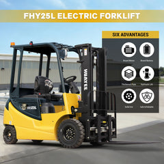 HUAYEE FHY25L 2.5-Ton Electric Forklift – Heavy Duty 4-Wheel Lithium Powered Forklift