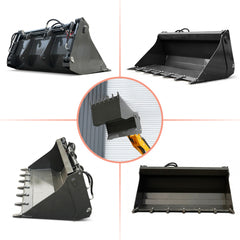 HUAYEE 4-in-1 Multi-Purpose Bucket and Pallet Fork Attachment Kit for WHY1500 & WHY-6 Wheel Loaders