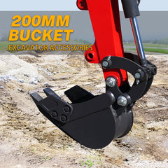 8" Toothed Bucket for 1-1.8 Ton Mini Excavators | HUAYEE HYE01-1