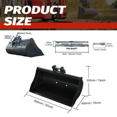 32-Inch Toothless Bucket for 2-Ton Mini Excavators | HUAYEE HYE05-2