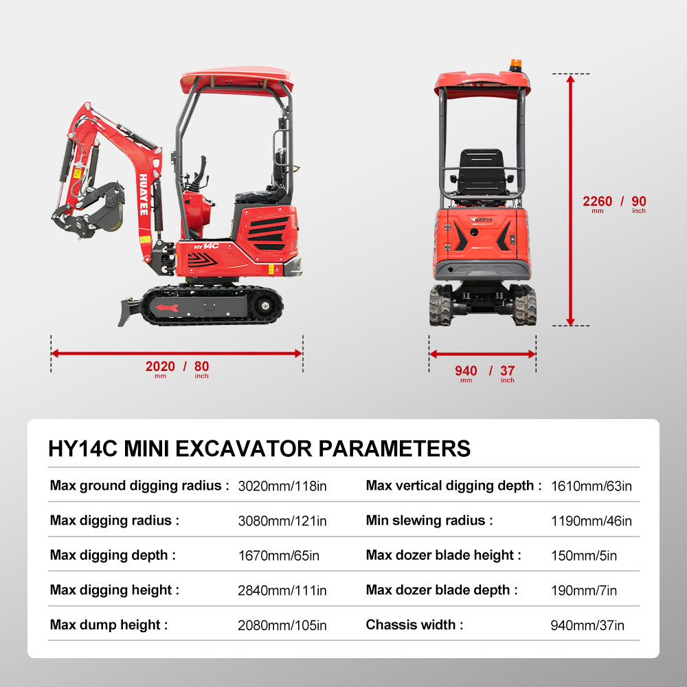 Huayee Mini HUAYEE HY14C Mini Excavator Online Sale with Hydraulic Thumb & Side ...