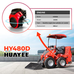 Mini Wheel Skid Steer Loader with 23 hp Honda Engine & Canopy | HUAYEE HY480D