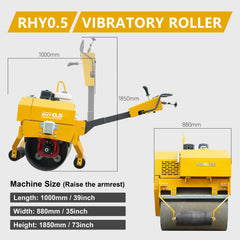 HUAYEE RHY0.5 Tandem Vibratory Roller | 0.5 Ton Walk-behind/Ride-on Compactor
