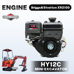 Mini Excavator - Hydraulic Thumb Clamp, 13.5HP B&S Engine Gas Powered | HUAYEE HY12C