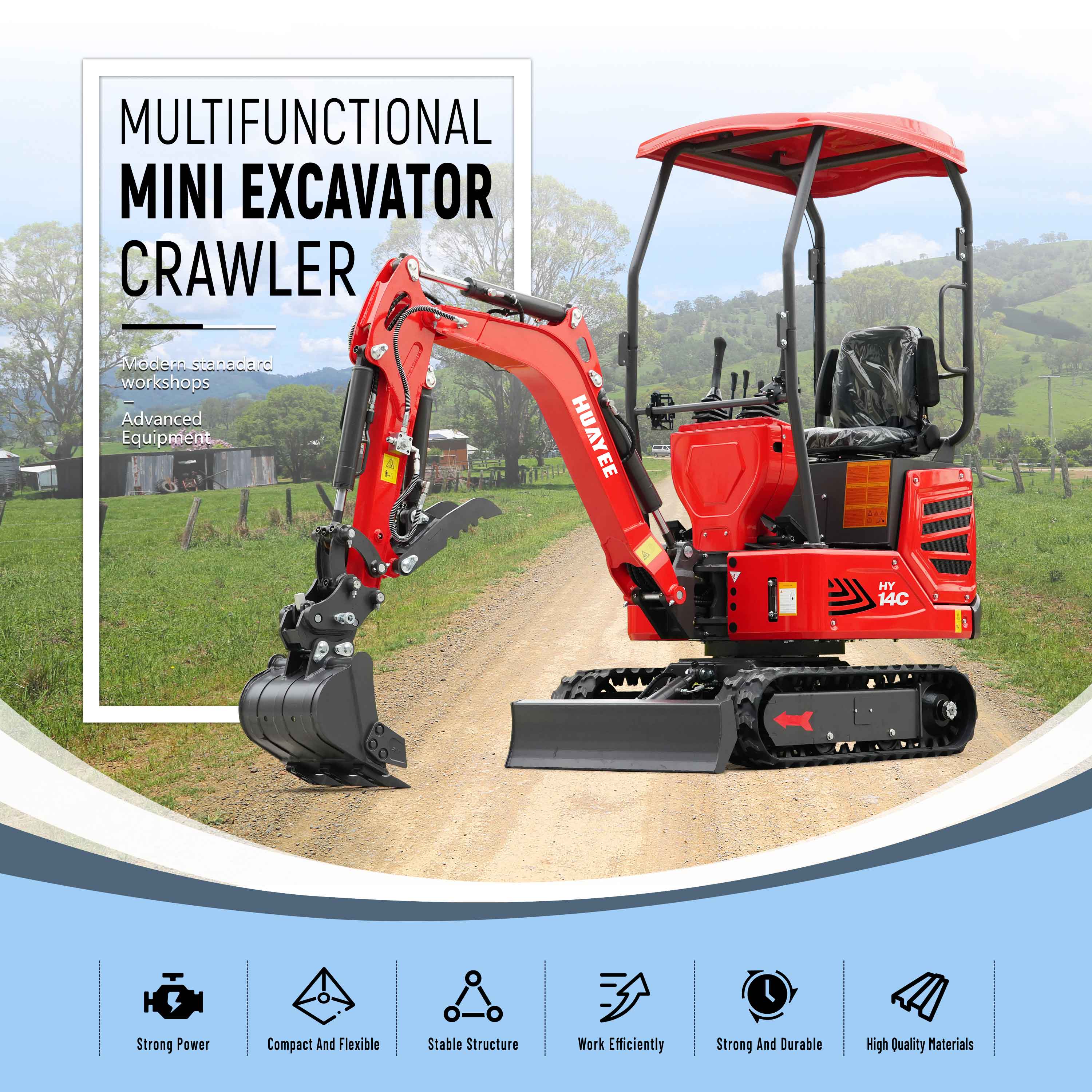 Huayee Mini HUAYEE HY14C | Mini Excavator Online Sale with Hydraulic Thumb & Side ...