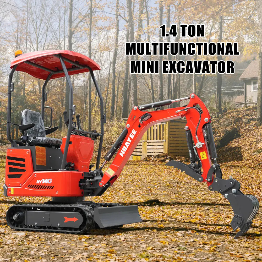 Mini Excavator with Hydraulic Thumb & Side Swing Boom - 13.5hp B&S Engine | HUAYEE HY14C