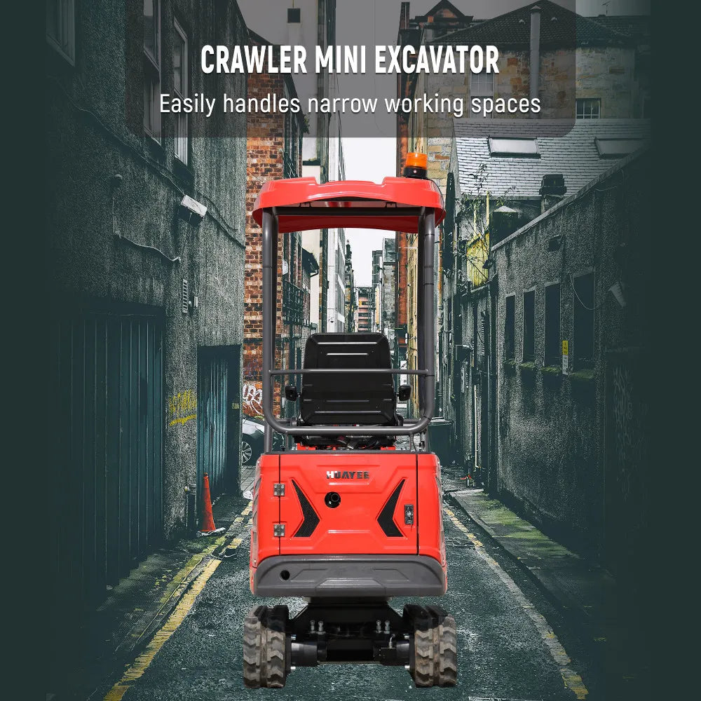 Mini Excavator with Hydraulic Thumb & Side Swing Boom - 13.5hp B&S Engine | HUAYEE HY14C