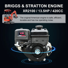 Mini Excavator with Hydraulic Thumb & Side Swing Boom - 13.5hp B&S Engine | HUAYEE HY14C