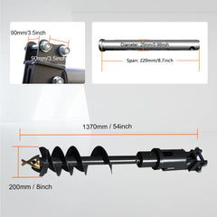 32x8" Auger Attachment for 1-1.8 Ton Mini Excavators | HUAYEE HYE02