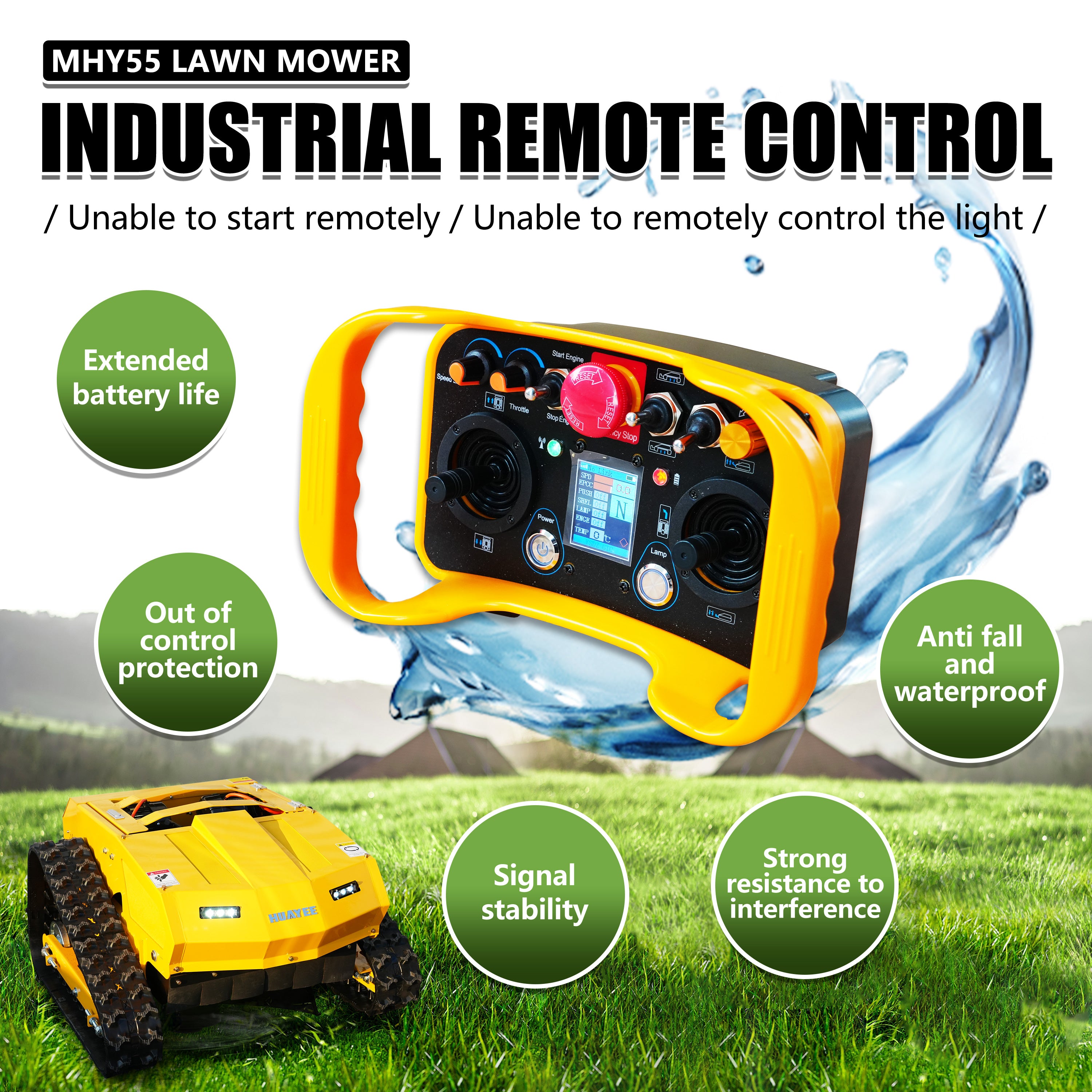 HUAYEE MHY55 Mini Compact Remote Control Tracked Lawn Mower