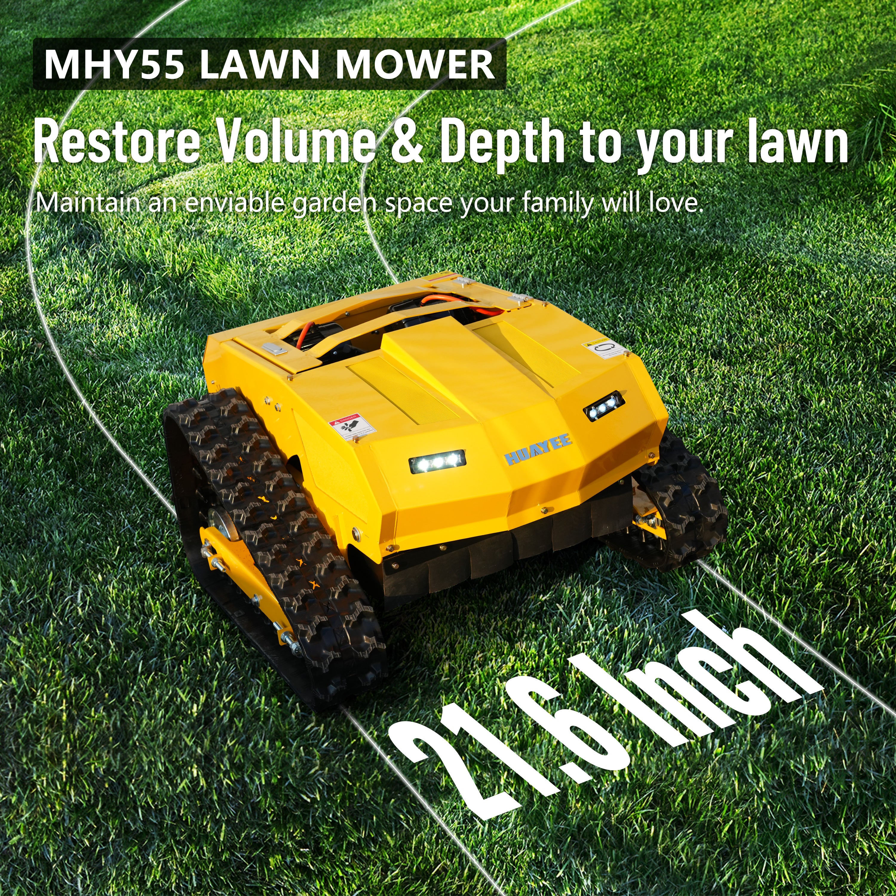 HUAYEE MHY55 Mini Compact Remote Control Tracked Lawn Mower