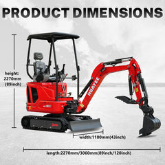 HUAYEE HY16C 1.5-Ton Mini Excavator, Hydraulic Thumb, 14HP Kubota Diesel