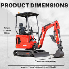 HUAYEE HY16C Mini Excavator with 14HP Kubota Engine & Hydraulic Thumb