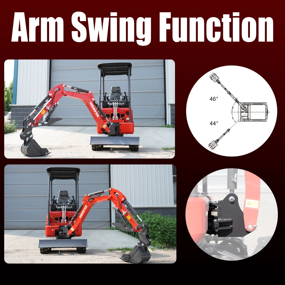 HUAYEE HY16C Mini Excavator with 14HP Kubota Engine & Hydraulic Thumb