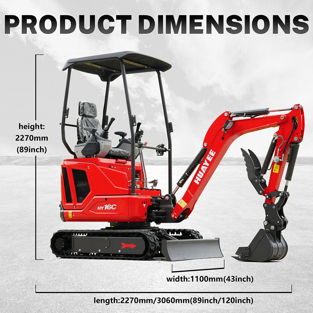Huayee Mini HUAYEE HY16C | Mini Excavator for Sale with 14HP Kubota diesel Engine ...