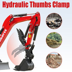 Mini Excavator with 14HP Kubota Engine & Hydraulic Thumb | HUAYEE HY16C