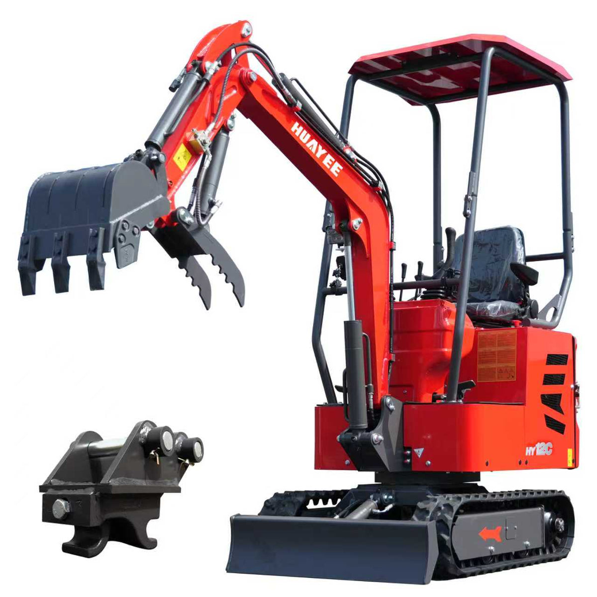 1-ton Mini Excavator, Equipped with Matching Bucket, Thumb Clamp, And Sunshade. Suitable for Gardens, Farms, And Earthmoving Projects. The Perfect Christmas Gift