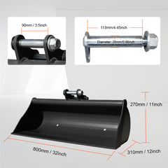 32" Toothless Bucket for 1-1.8 Ton Mini Excavators | HUAYEE HYE01-2