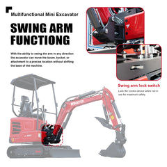 2-Ton Mini Excavator with 14hp Kubota Engine | Hydraulic Thumb, Side Swing & Canopy | HUAYEE HY18B