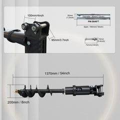 Mini Excavator Auger | 32x8" for 2 Ton Machines | HUAYEE HYE06