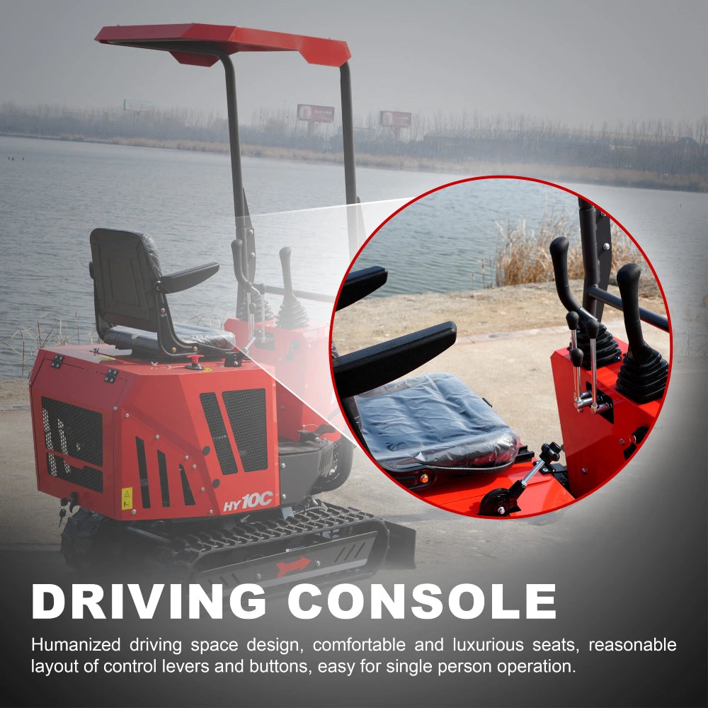 1 Ton Mini Excavator with 13.5HP RATO Engine & Canopy | HY10C