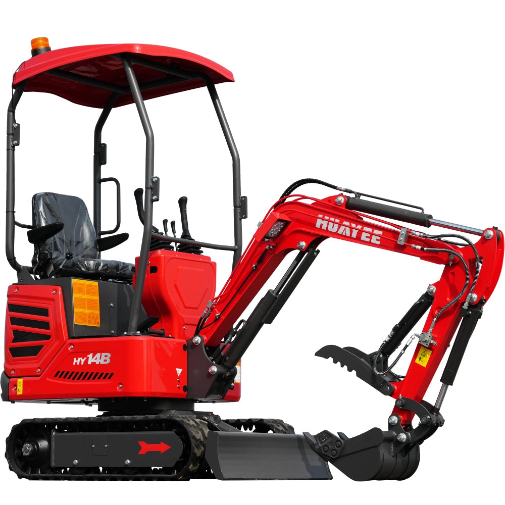 1.2-Ton Mini Excavator with Hydraulic Thumb Clamp & Canopy | 13.5 hp RATO Engine | HY14B