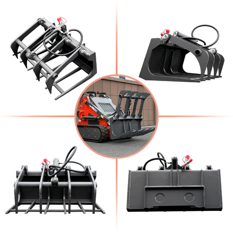 mini skid steer loader log grab attachment angle display