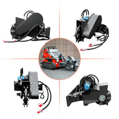 mini skid steer loader swing head stump crusher attachment angle display