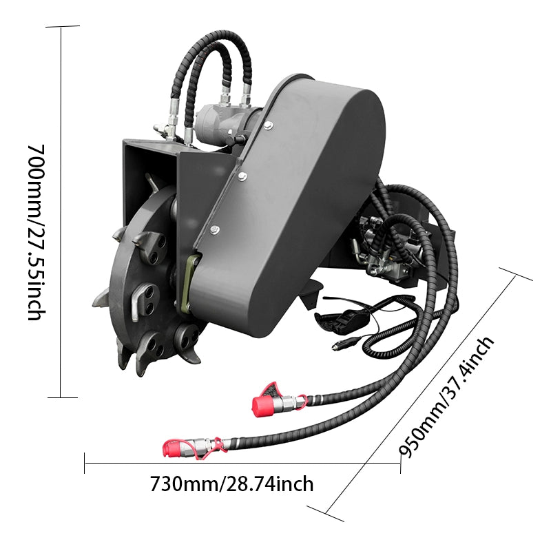mini skid steer loader swing head stump crusher attachment size