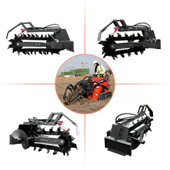 mini skid steer loader trench opener attachment angle display