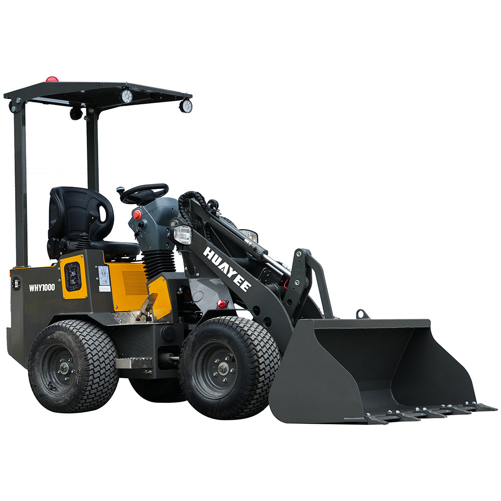Mini Wheel Loader Gray HUAYEE WHY1000 Mini Wheel Loader | 1-Ton Compact Articulated Loader ...