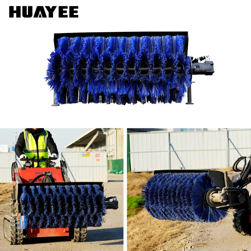 mini skid steer loader snowplow attachment machine application scenario