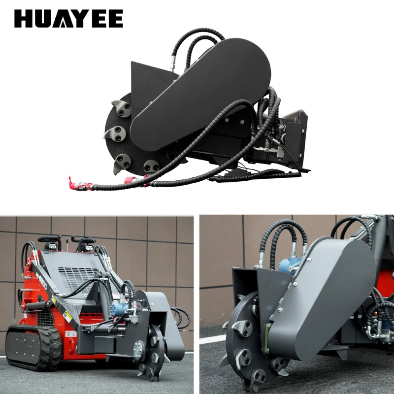 swing head stump crusher with mini skid steer loader loader machine operation