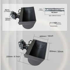 800mm 32" Tilt Bucket for 2 Ton Mini Excavators | HUAYEE HYE08